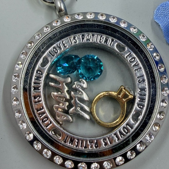 Origami Owl Wedding Themed Silver Necklace with Something Blue Charm - Picture 3 of 4
